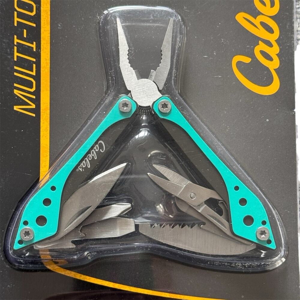 Cabela’s Muti-Tool Teal Silver Screwdrivers Scissors Bottle Opener 3” Closed - Picture 4 of 4